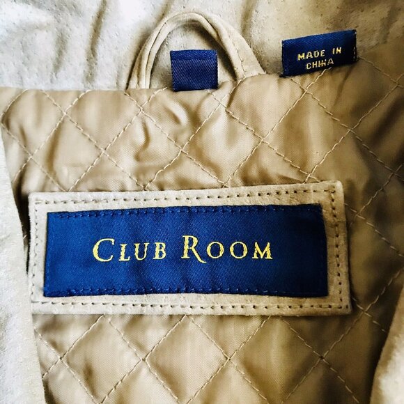 Club Room Mens XL Barn Field Chore Work Jacket Coat Tan Suede Leather Lined - Picture 6 of 11